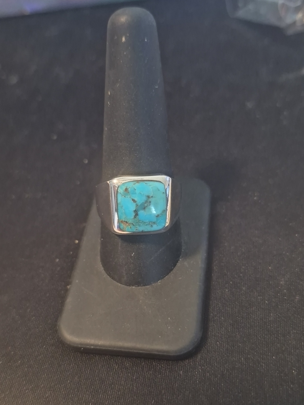 Turquoise Stone Silver Ring - Blue Turquoise Statement Ring